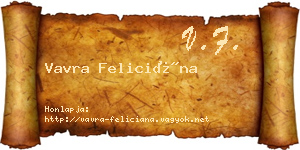 Vavra Feliciána névjegykártya